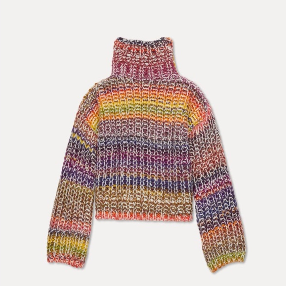 Something Navy Rainbow Multi Marled Cropped Sweater